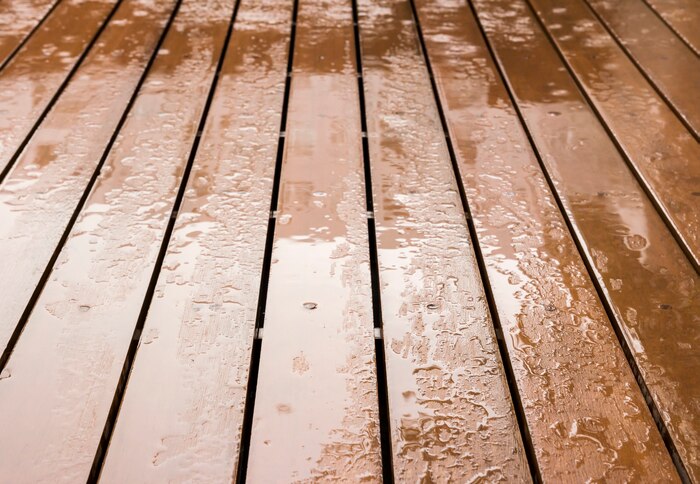 Wooden floor in rainy day