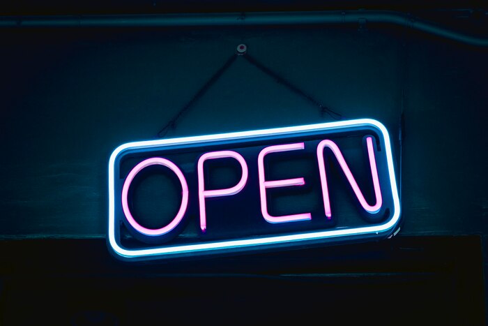 Neon open sign for cafes and restaurants