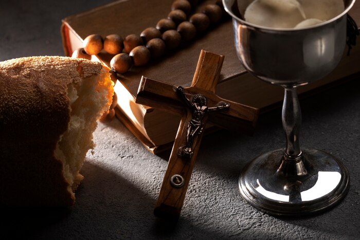 Holy communion concept with bible