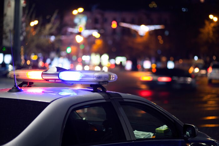 Police car at night
