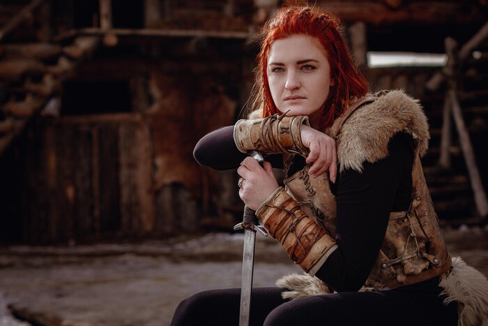 Viking woman reconstruction of a medieval scene