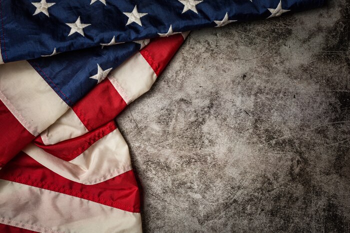 United states flag on black background.